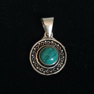 Sterling Silver and Malachite Pendant